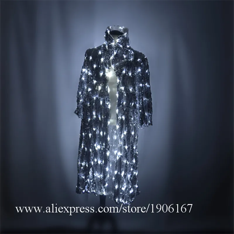 

White LED Lights Ballroom Costume Led Luminous Magic Suit Stage Performance DJ Show Led Illuminated Lighting Halloween Clothes