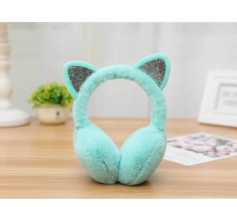 2018 new casual fashion simple and delicate cat ears shape winter plus velvet warm women's earmuffs