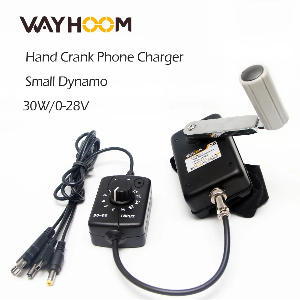 Portable Hand Crank Generator 30W Small Dynamo Outdoor Manual Emergency Phone Charger With 3-28V DC-DC Voltage Regulator