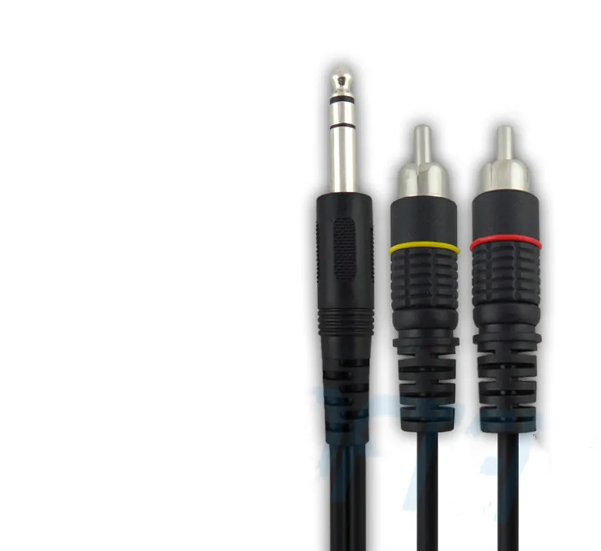 6.35 6.5 double track to 2 RCA  Turn the double lotus Audio line Double parallel audio cables