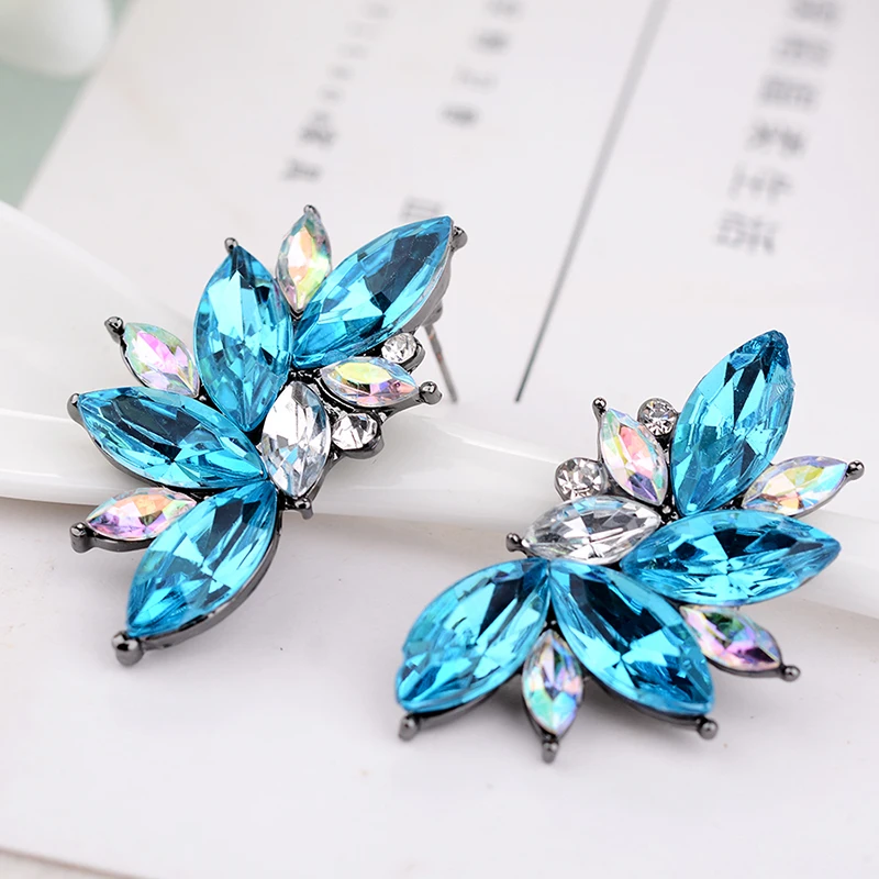 1 Pair Angle Wings Design Colorful Crystal Stone Women Stud Earrings Trendy Statement Party Jewelry for Girls Gift 2018 New