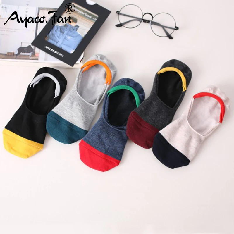 5 Pairs/Lot Men\'s Socks New Non-slip Silicone Invisible Boat Compression Socks Male Ankle Sock Harajuku Men Meias Cotton Socks