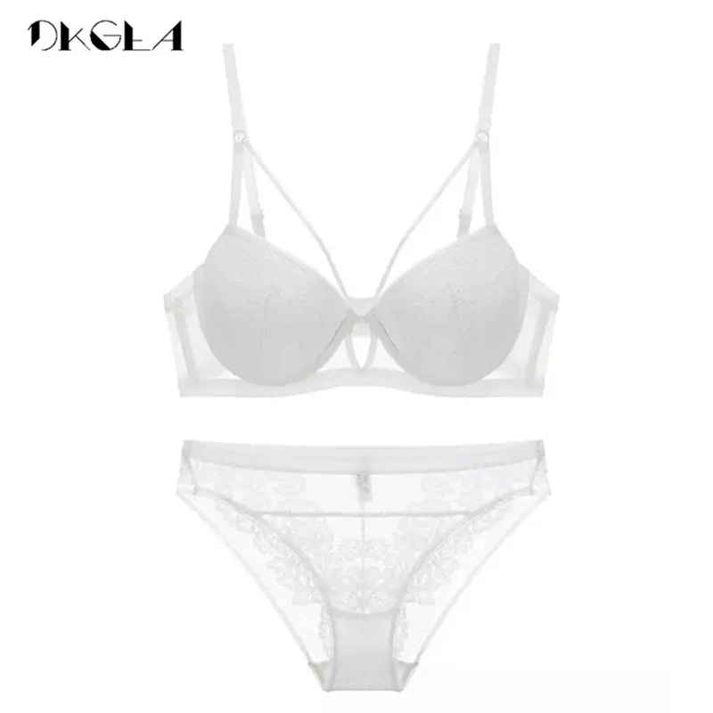 2020 New Bandage Green Lace Bra Set Women Lingerie Embroidery Thick Push Up Brassiere Cotton Underwear Set Sexy Bras Gather