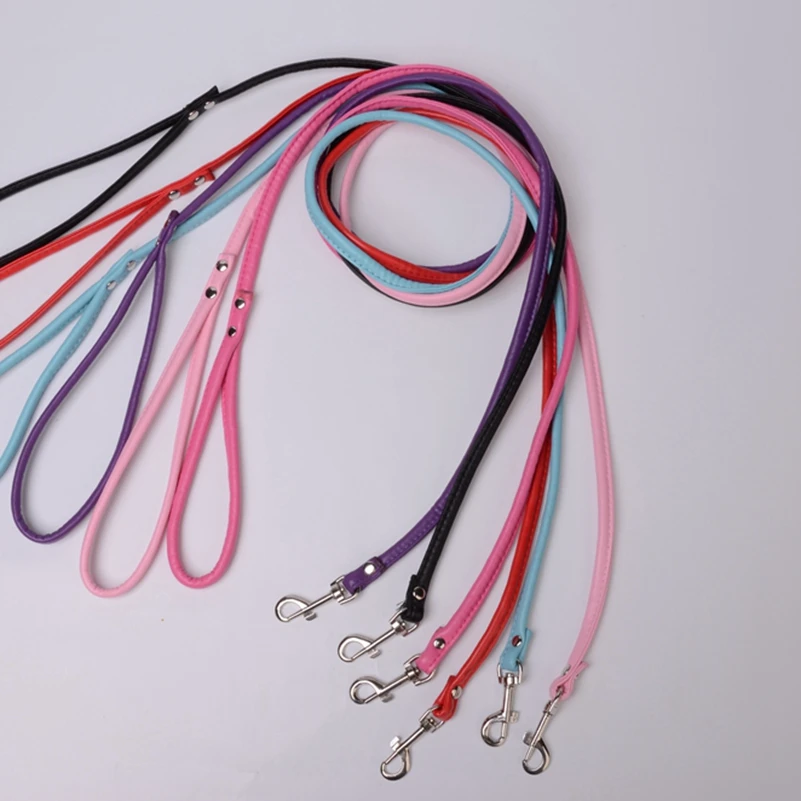 Brand New Metalic Skin PU Leather Dog Pet Leash Dog Lead More Colors 48