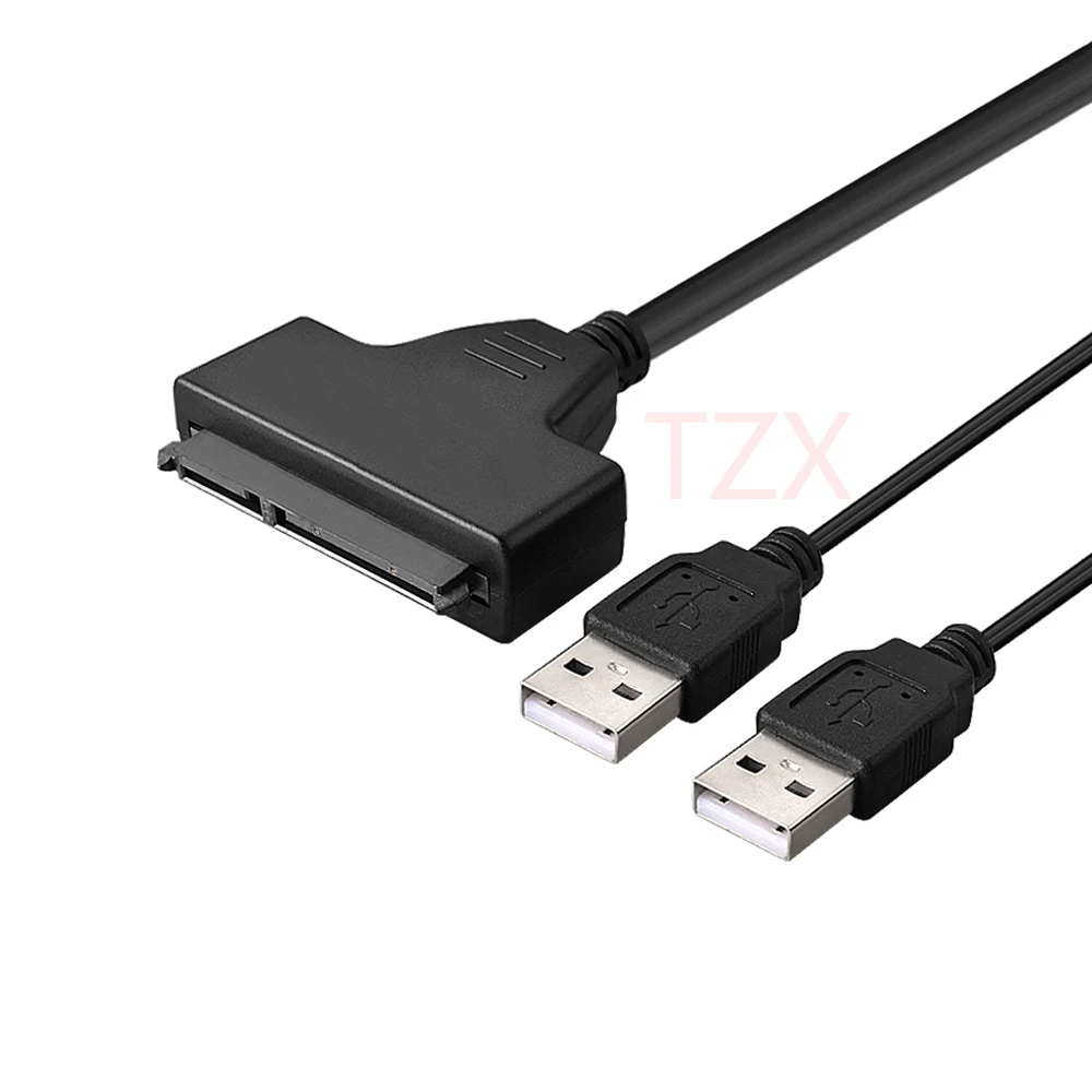 Newest 1pcs USB 2.0 to SATA 15+7 Pin Data &Power USB Cable Adapter for 2.5 inch HDD SSD adpater