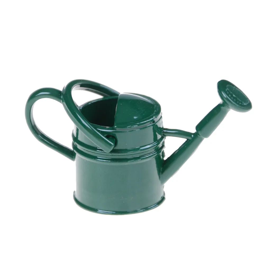 Garden Tools Tin Watering Can for 1/12 Scale Dollhouse Miniatures Garden Scenery Scene Model Kids Furniture Toys DIY Accessories