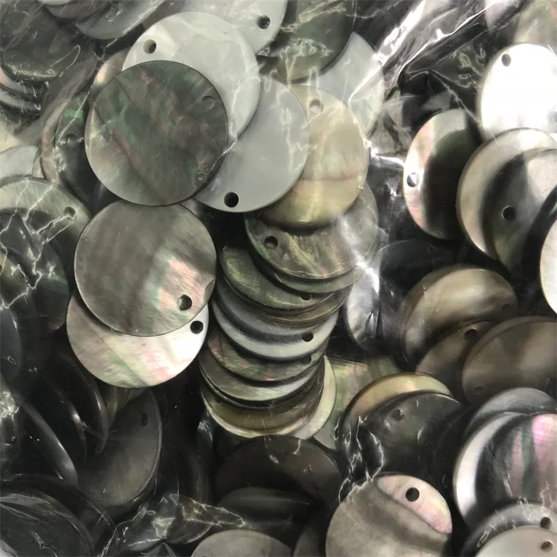 20/25/30/35/40/45/50/60MM 20Pcs/Lot Coin Natural Gray Black Rainbow Shell Mother of Pearl Charms Luster Jewelry Making DIY Gift