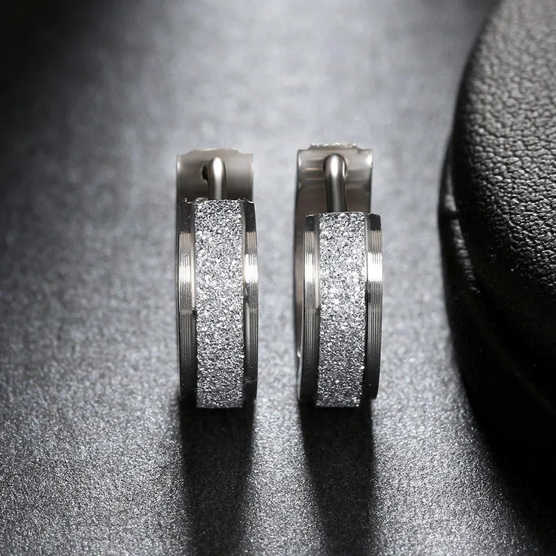 Women Anti-allergic Stainless Steel Buckle Earrings Tide Single/Double Color Stainless Steel Earring Punk Unisex Fashion Jewelry