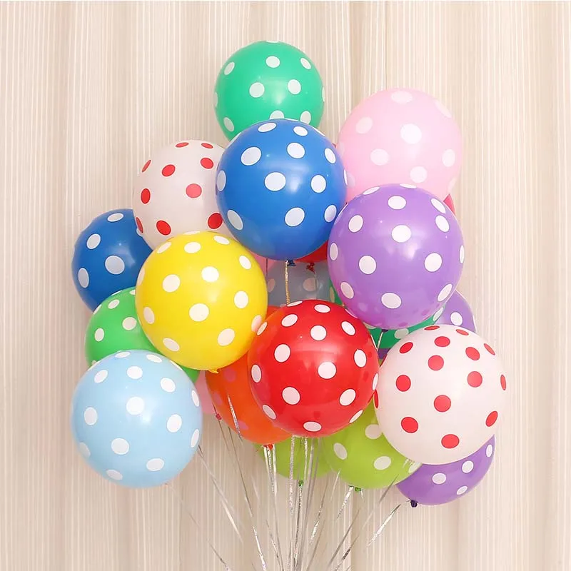 100 pcs 12 inch Polka dot printed latex balloons Birthday Home Party Wedding Decor Air Balloons Event Party Supplies Helium Ball