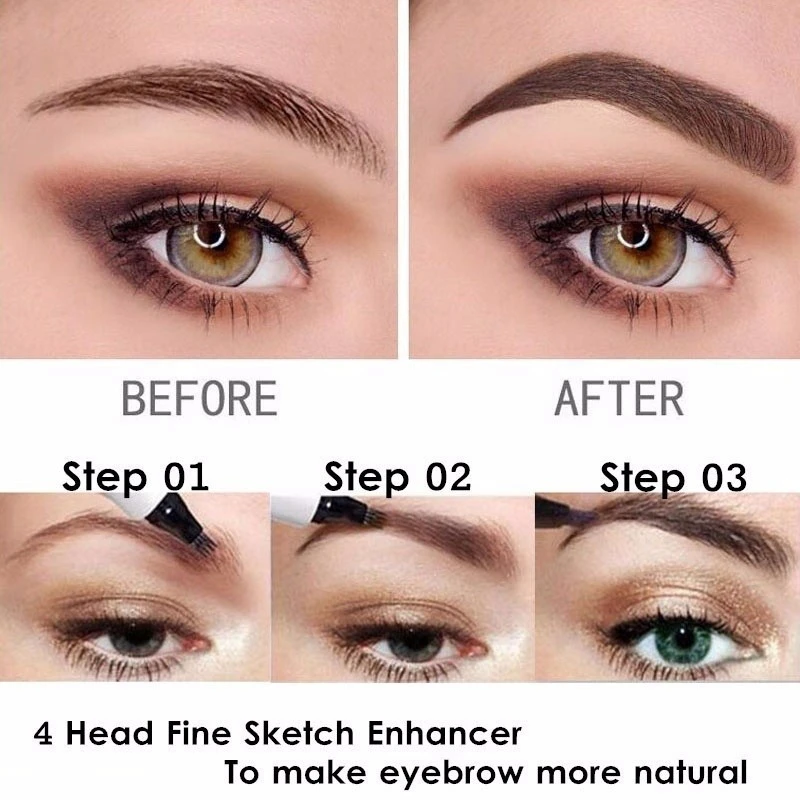 5-Color Four-Pronged Eyebrow Pencil Eyebrow Brush Split Liquid Waterproof Long-Lasting Eyebrows Enhancer Pencil Eyebrow Shadow