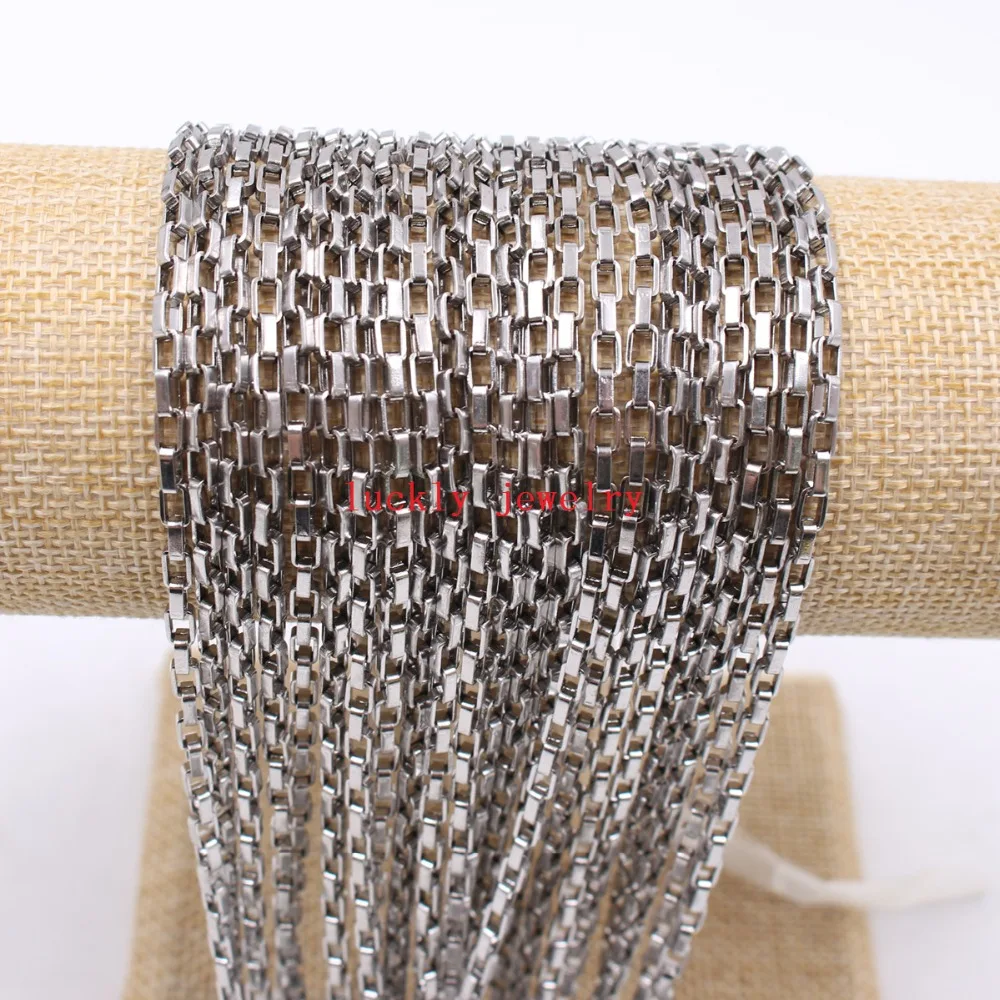 100 meters lot stainless steel square box chain womens mens necklace  3mm wholesale price