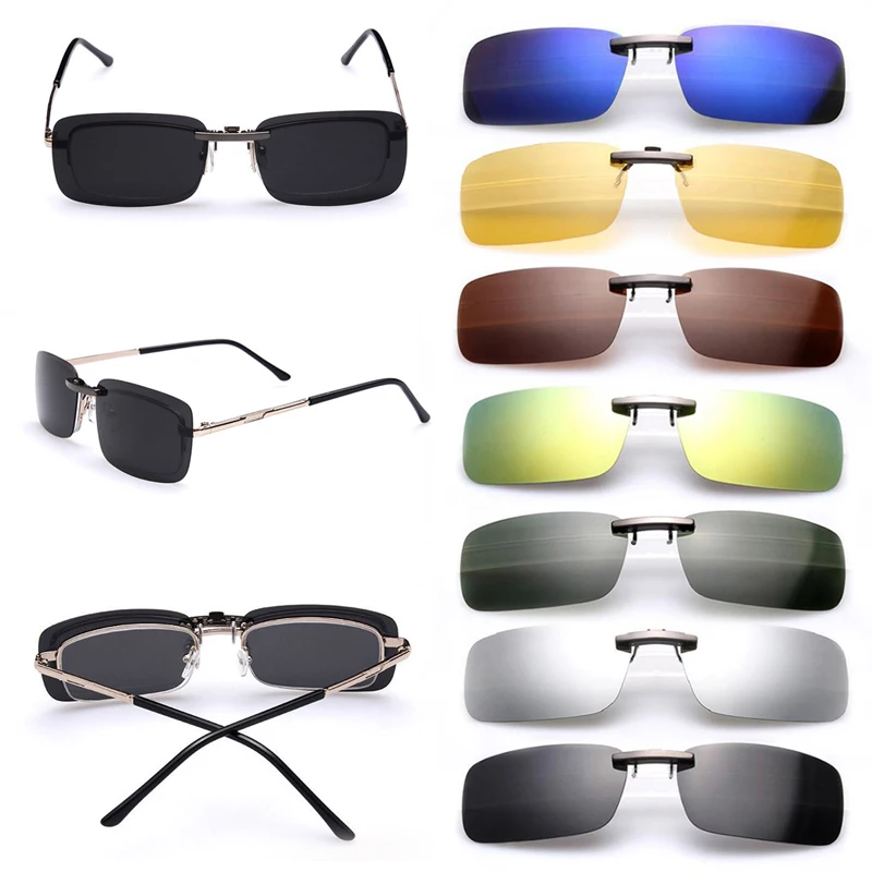 Polarized Clip On Sunglasses Men Driving Night Vision Lens Sun Glasses Male Anti-UVA UVB For Women & Man Oculos