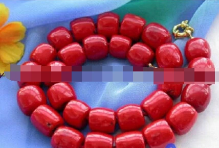 lovers women good huij 004906 18''Genuine Nature High Quality Column Red Coral Bead Princess Necklace