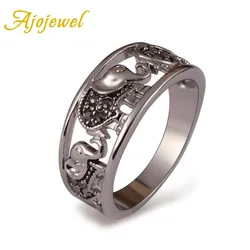 Ajojewel Women's Rhinestone Ring Elephant Finger Anel Size 7-10 Stackable Animal Jewelry Collection Cute Gifts