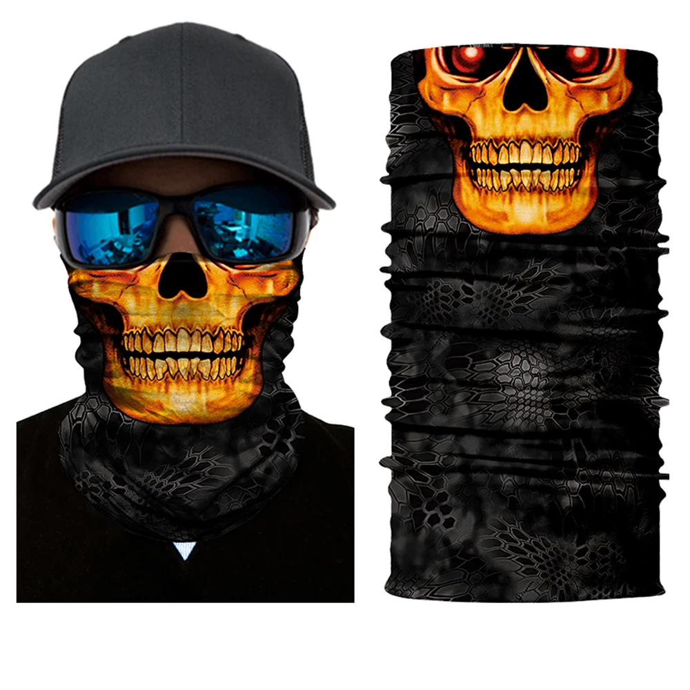 BJMOTO 3D Seamless Magic Motorcycle Face Shield Balaclava Mask Motocross Outdoor Ghost Skull Bandana Headband Scarf