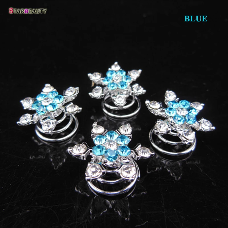 5pcs/lot Snow Spiral Hair Clip Ornament Crystal Flower Hair Pins Swirl Snowflake Hairpin Wedding Hairpin Bridal Tiaras Jewelry