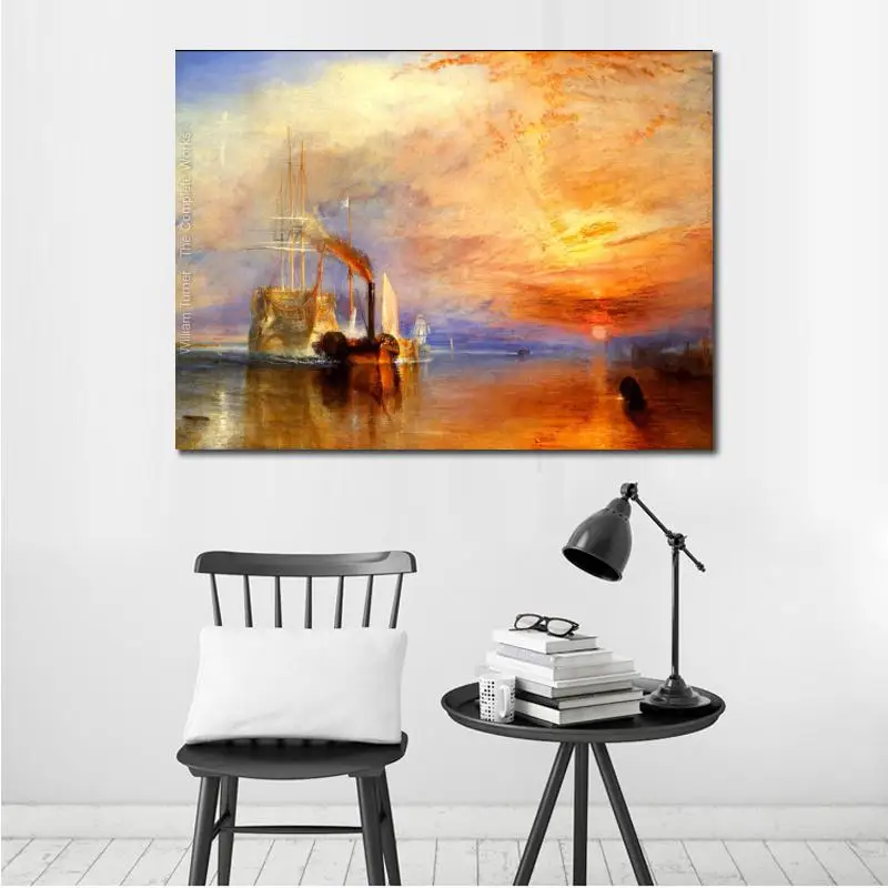 Imagem -05 - Handmade Pintura de William Turner para Living Room Decor Ship Canvas Seascape Fighting Temeraire Romântico Marinha Paisagem Arte