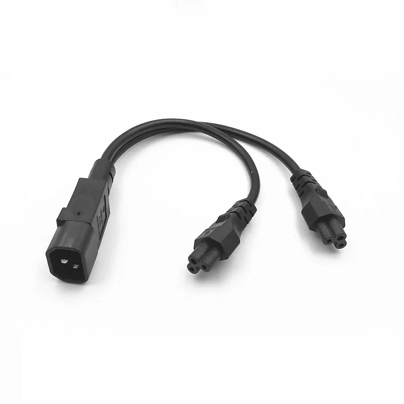 Power Y Type Splitter Adapter Cable Single IEC 320 C14 Male to Dual C5 Female Short Cord for Computer host display 0.32M