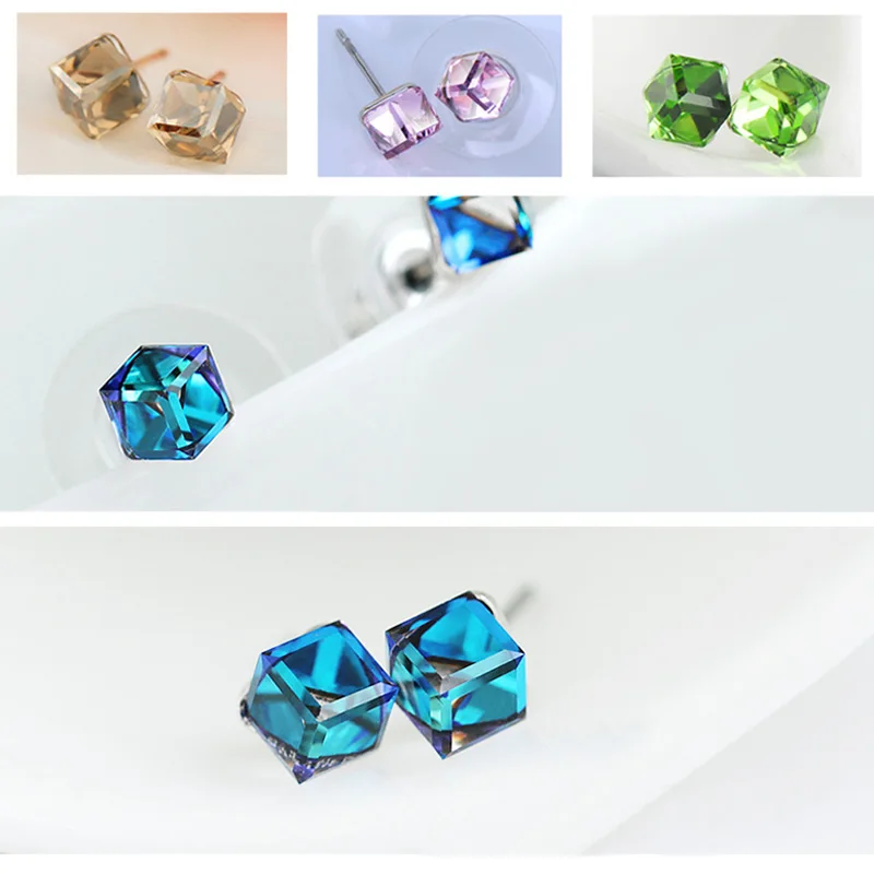 4Pairs Cute Bling Bling Cubic Crystal Stud Earring For Women Girls Rhinestone Earing With Stones Brinco Wedding Jewelry Gift