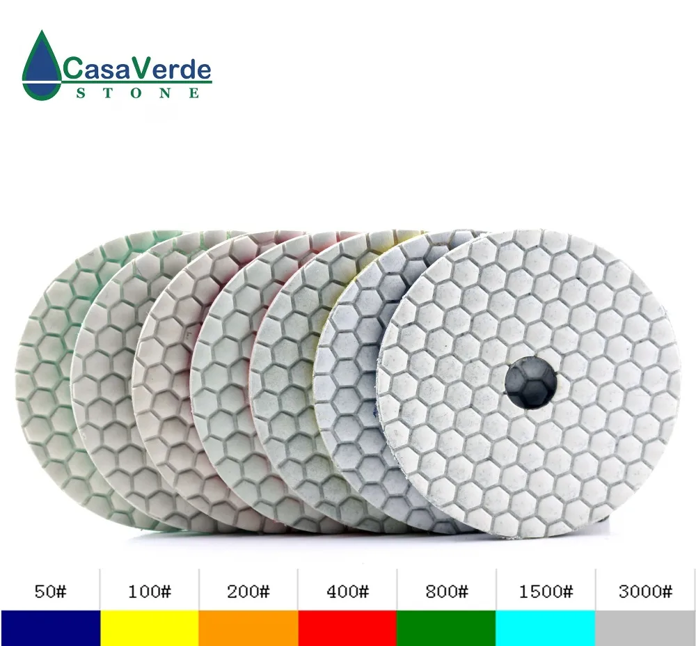 7pcs/lot 100mm 4 inch granite diamond dry polishing pads with 2.0mm thickness for granite,marble and Quartz