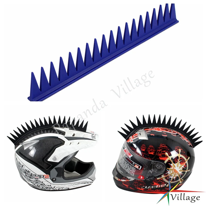 Blue Motorcycle Accessories Off Road Driver Helmet Sticker Dirt Bike Rubber Mohawk Stick Mohawks Blade Spike Capacete Decoration