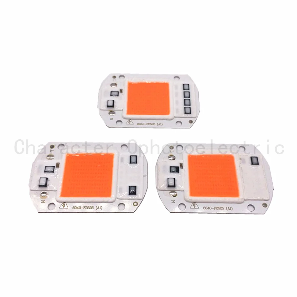 

10 PCS AC 110V 220V 20w 30w 50W 380NM-840NM Full Spectrum LED COB Chip, Integrated Smart IC Driver 220V 110V