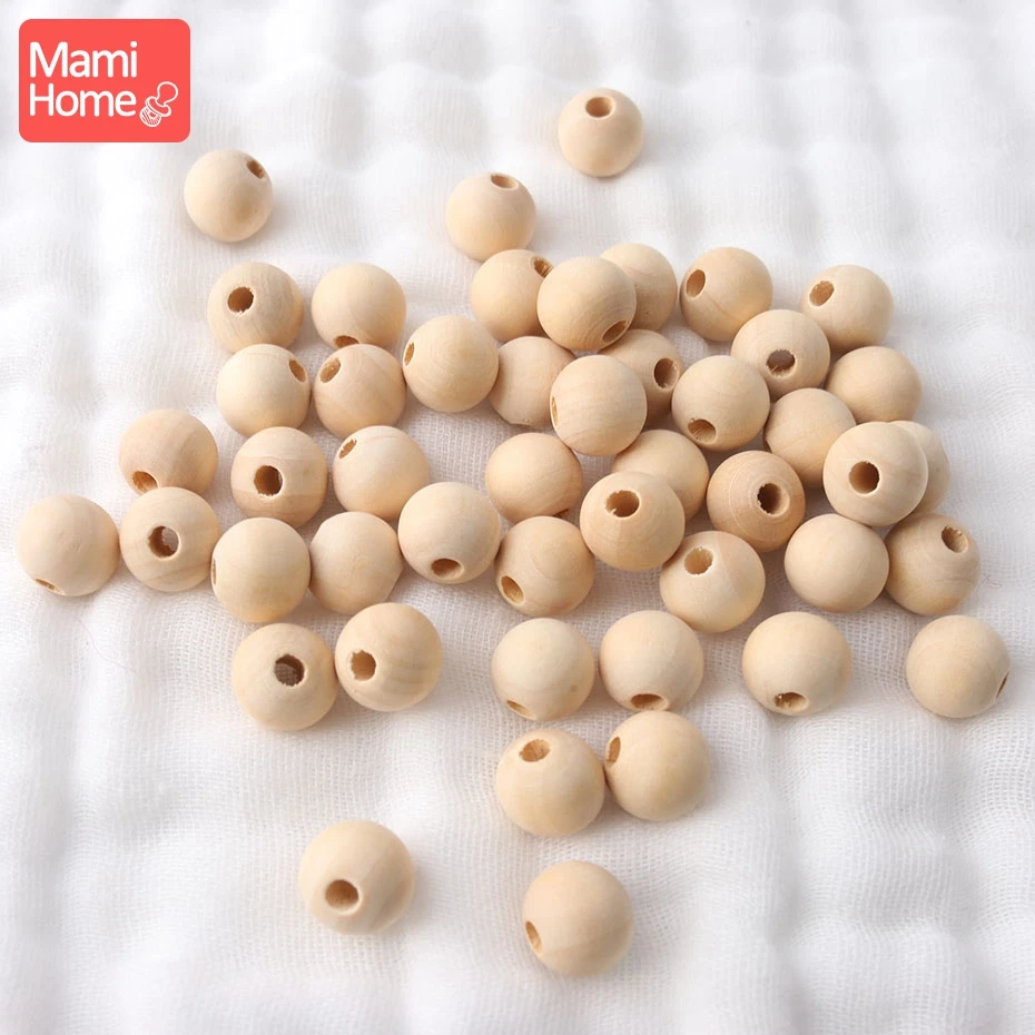 

50/30pc (10mm-18mm) Baby Teether Wooden Beads DIY For Nursing Bracelet Necklace gifts Wooden Blank Rodent Children'S Goods Toys