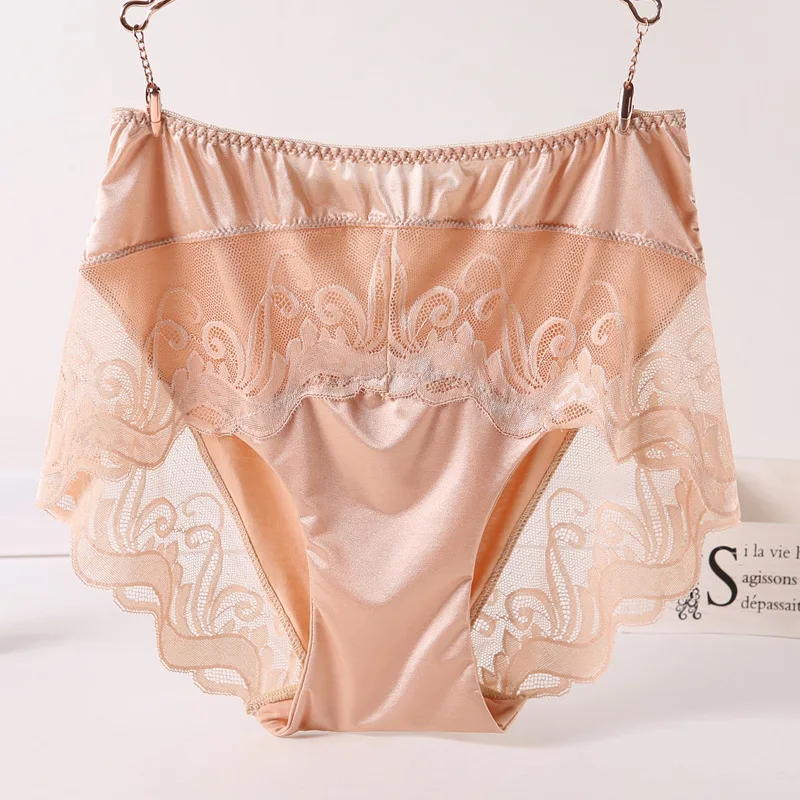 Di grandi Dimensioni Slip A Vita Alta Biancheria Intima Delle Donne Modale Sexy di Seta Trasparente di Grande Formato Del Merletto Mutandine e boxer Più Il Formato Lingerie Femminile 3XL