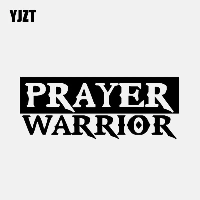 YJZT 13.7CM*5.5CM PRAYER WARRIOR VINYL DECAL CAR STICKER PRAYER FAITH GOD CHRISTIAN Black/Silver C3-1410