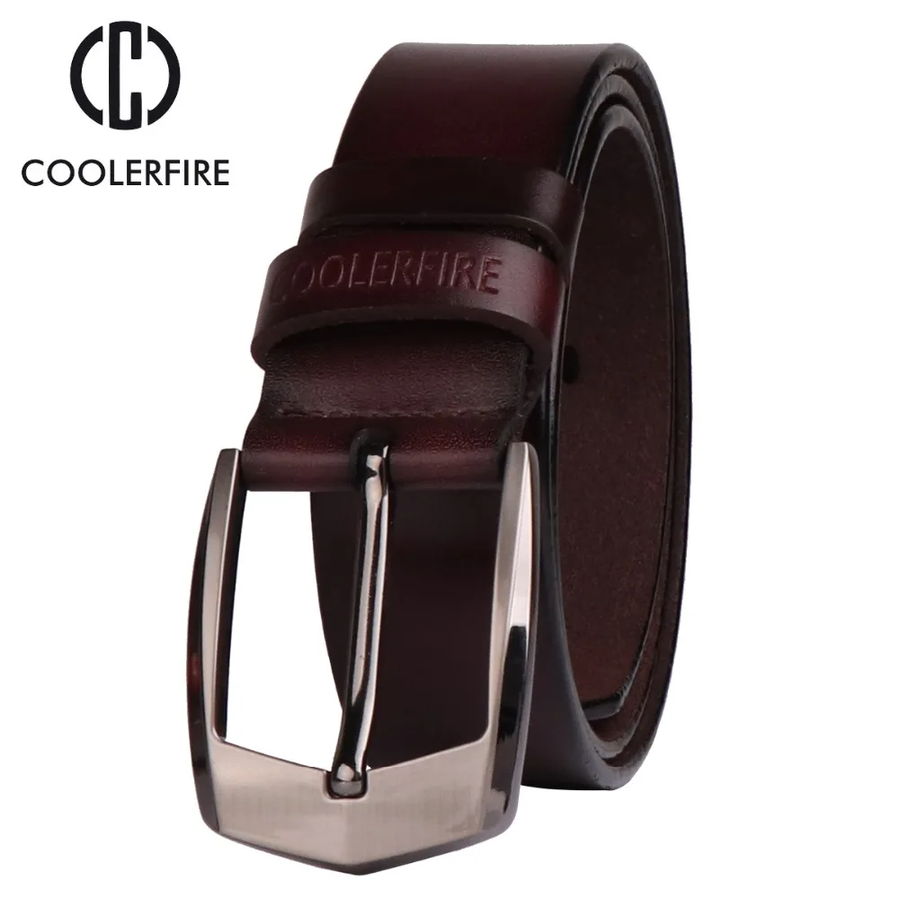 Coolerfire-Cinturón de cuero genuino de alta calidad para hombre, cinturones de diseñador de lujo, correa de piel de vaca, pantalones vaqueros, HQ043