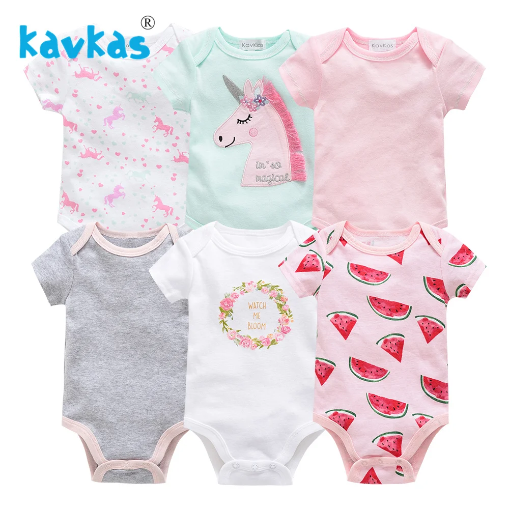 Kavkas Newborn Gown Baby Girl Sleepers Clothes Outfit 6pcs/set Short Sleeve Summer Baby Pajamas Sleepwear pyjama bebes nouveau