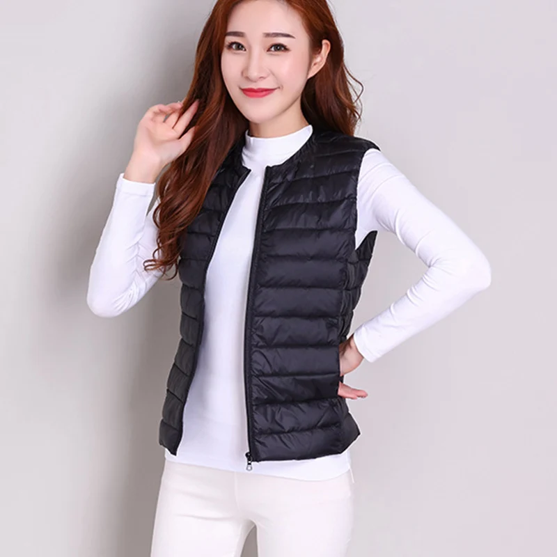 addnew white duck down women vests winter Ultra Light Duck Down sleeveless Jacket waistcoat autumn red black keep warm Waistcoat