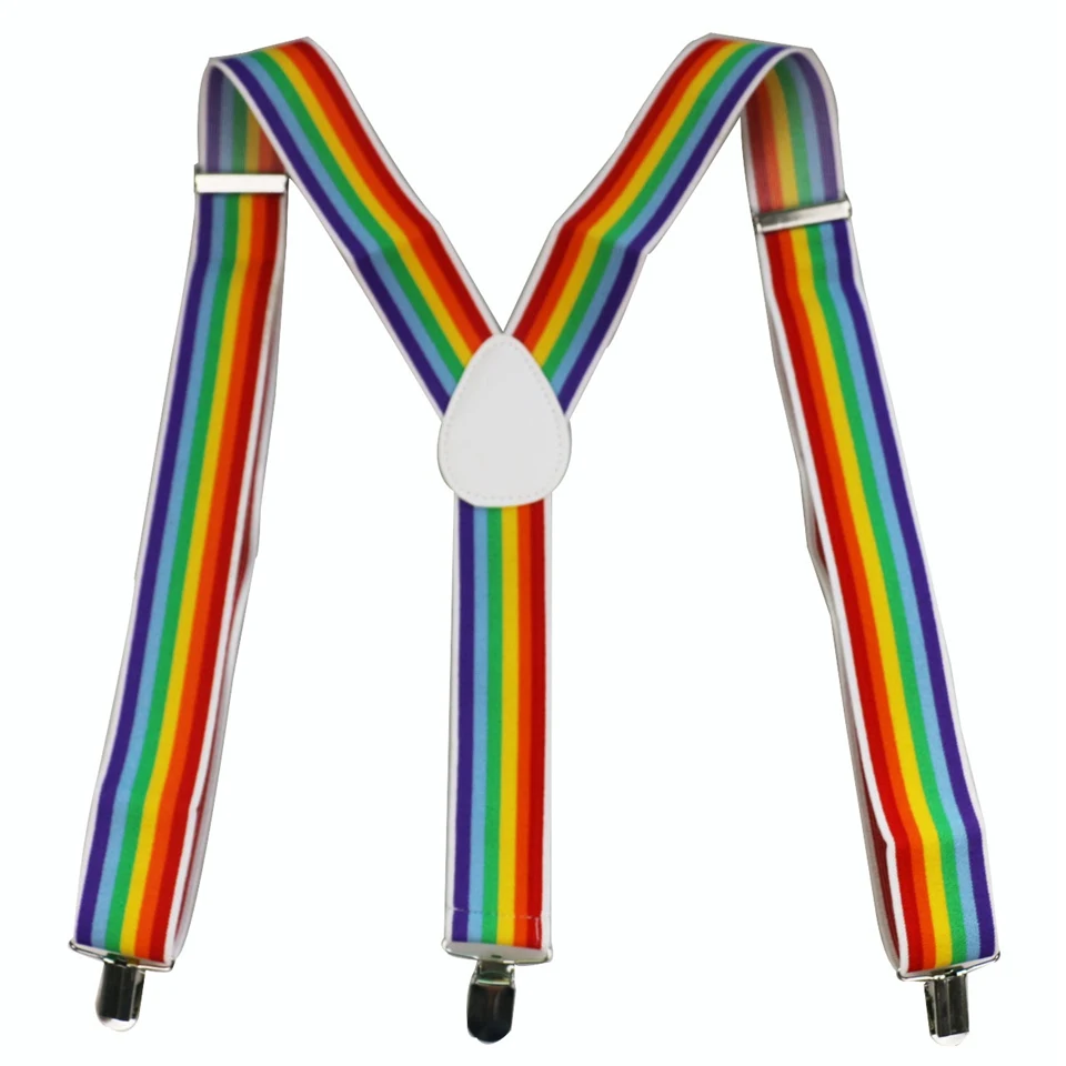 2019 New Men Women Suspenders Red Rainbow Colorful Striped Suspender Y-back Braces