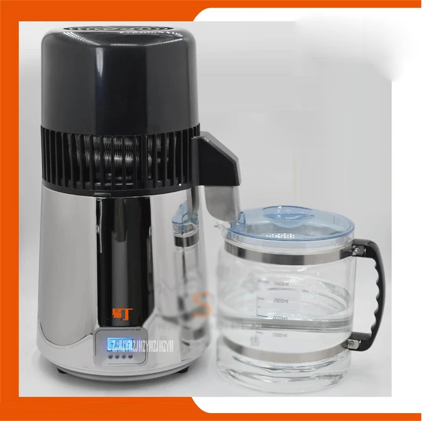 Máquina de agua destilada de acero inoxidable, dispositivo silencioso de alto nivel refrigerado por aire de 220 W, 4 litros, 110V/750 V