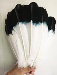 New Wholesale 10 pcs beautiful dyed black and white feather Turkey feathers 25 to 30 cm feather clothing/headwear decoration