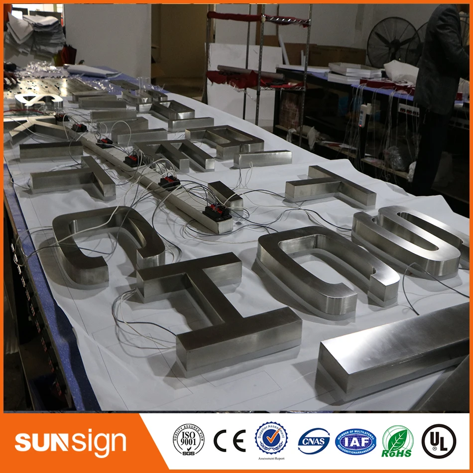 Geborsteld Roestvrij Staal Backlit Letters