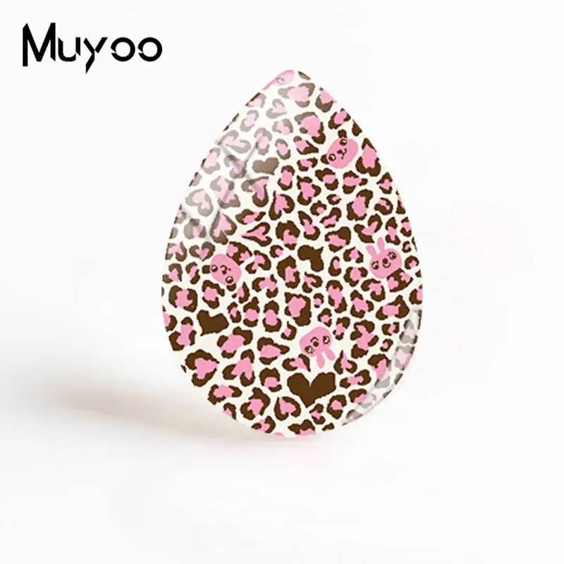 2018 New Leopard Print Painting Jewelry Animal Pattern Tear Drop Glass Dome Cabochon Art Hand Craft Cabochons Gifts Women