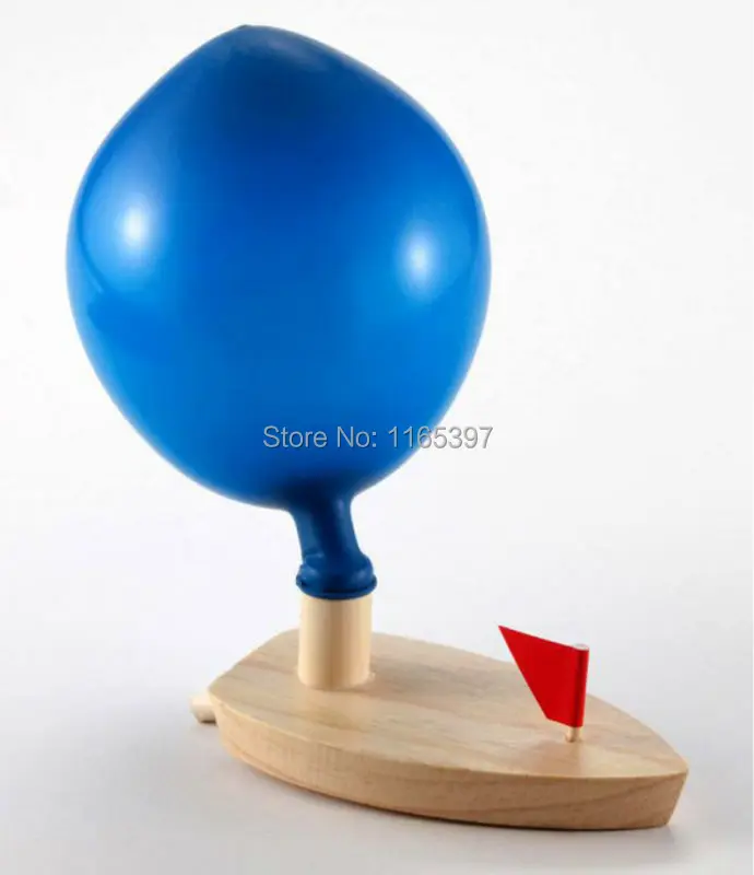 Free ship teenage children kids scientific science educational models experimental toys materials balloon powered wooden boat