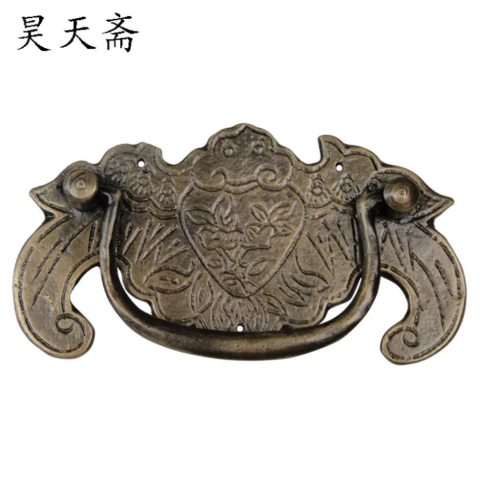 

[Haotian vegetarian] Chinese antique furniture copper fittings copper bat handles furniture drawer handle HTD-116