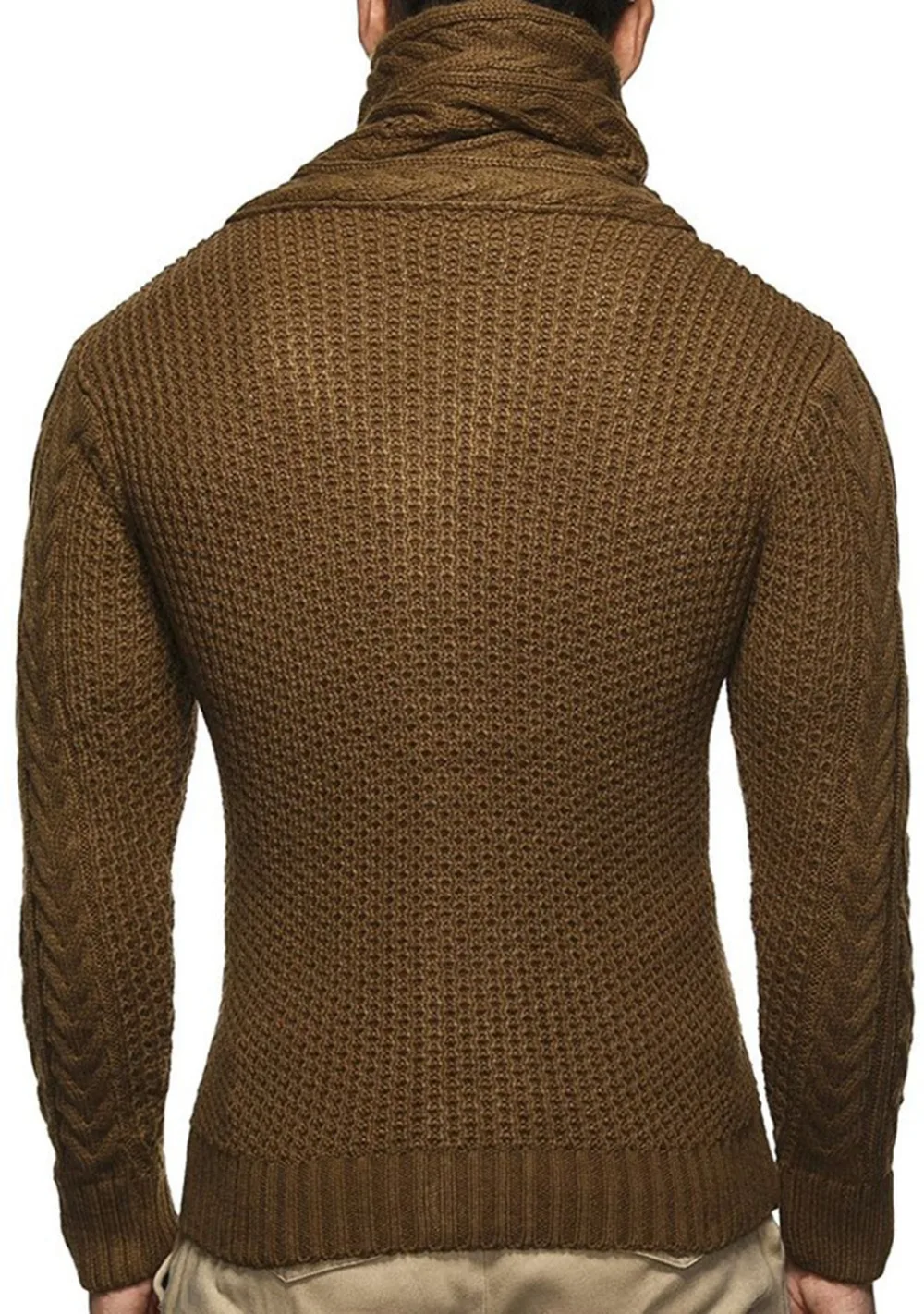 Suéteres de cuello alto para hombre, Jersey de punto, abrigo, abrigos, ropa de manga larga, holgado, novedad, invierno, 2019