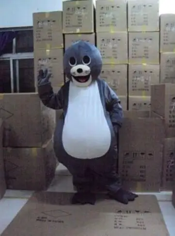 New Adult Cute Deluxe Grey Sea Lion Hippo Party Mascot Costume Christmas Fancy Dress Halloween Mascot Costume Free Ship