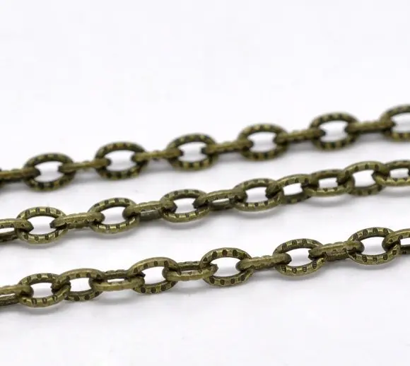 Free shipping!!!! 100m L Bronze Tone Textured Link-Opened Chain 4.5x3mm