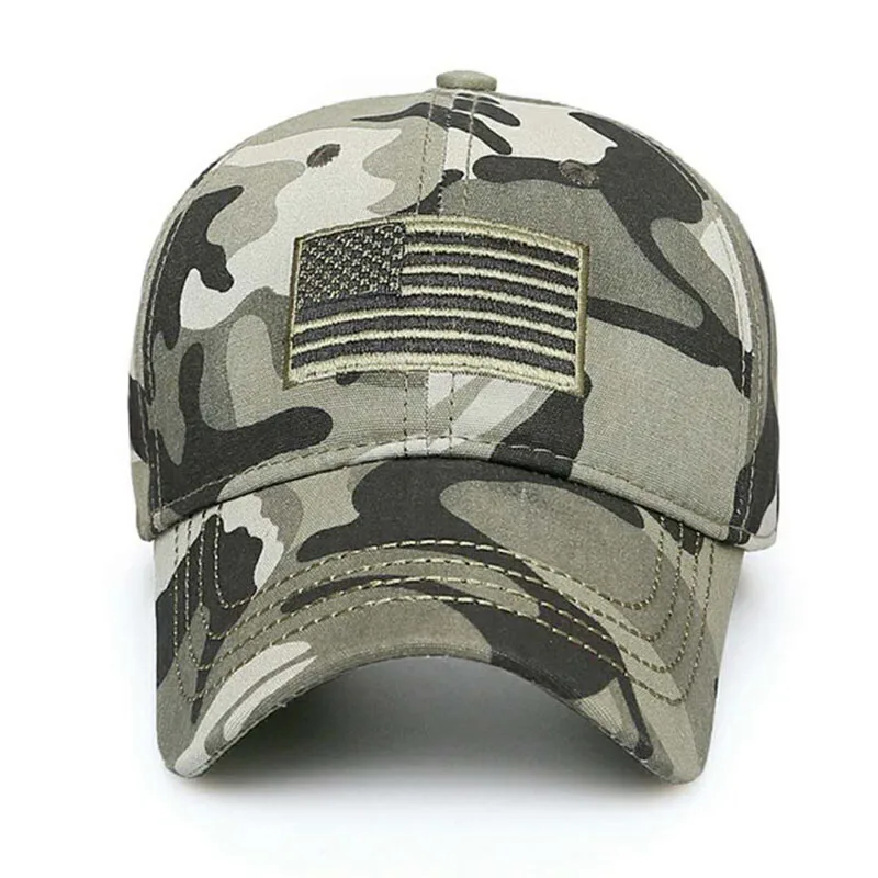 Casual Tactical Baseball Cap Male Men Summer Army Caps  Hat Adjustable Green Miltary Snapback Camouflage USA Flag