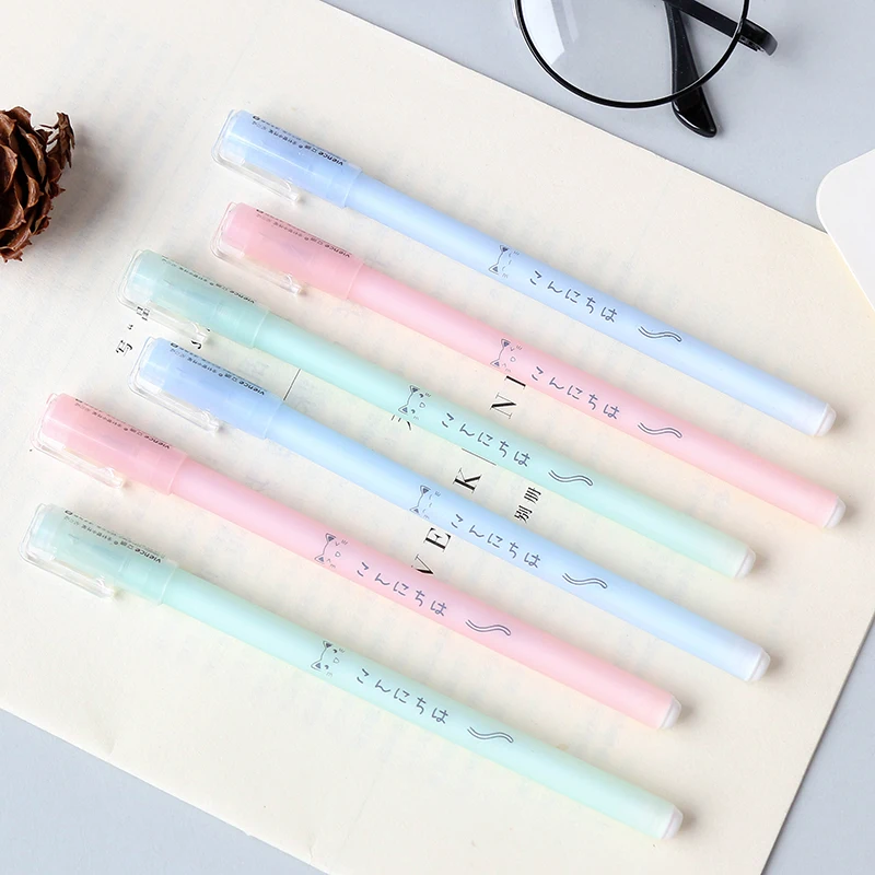 

12 шт./лот, креативная корейская мультяшная кошка, простая гелевая ручка 0,38 мм, черные чернила, студенческая ручка для письма, ручка для подписи, школьные и офисные принадлежности