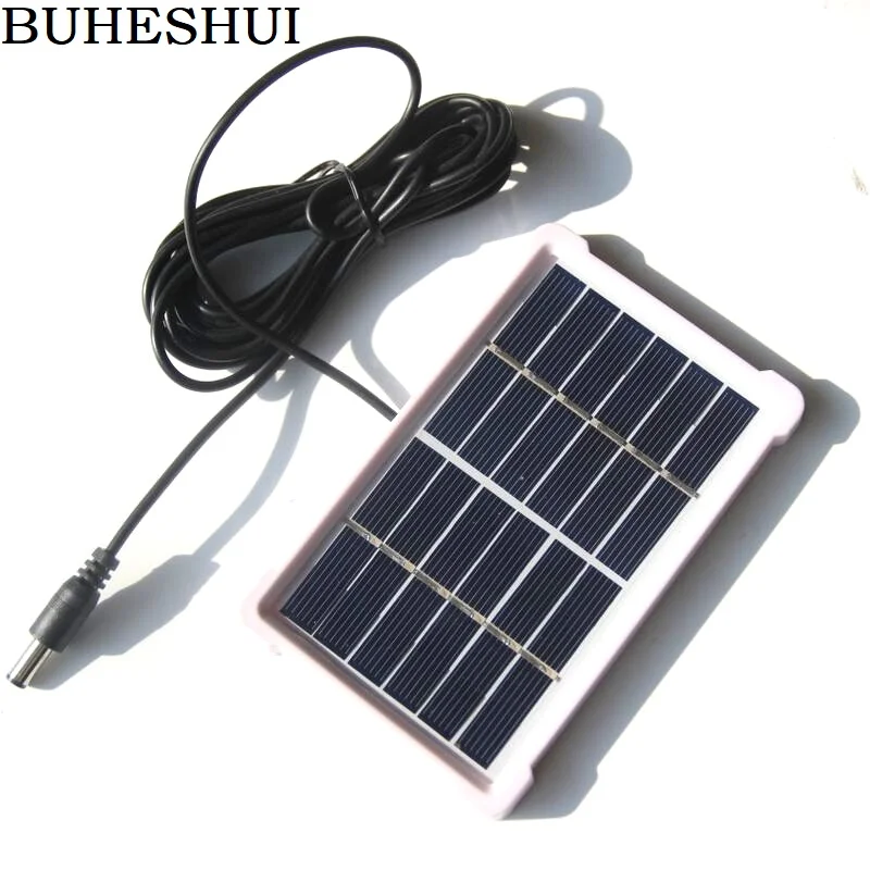 BUHESHUI 1W 6V Solar Cell Solar Module DC5521 Cable 3M Solar Panel Charger For Lights Polycrystalline 120*85MM Wholesale 500pcs