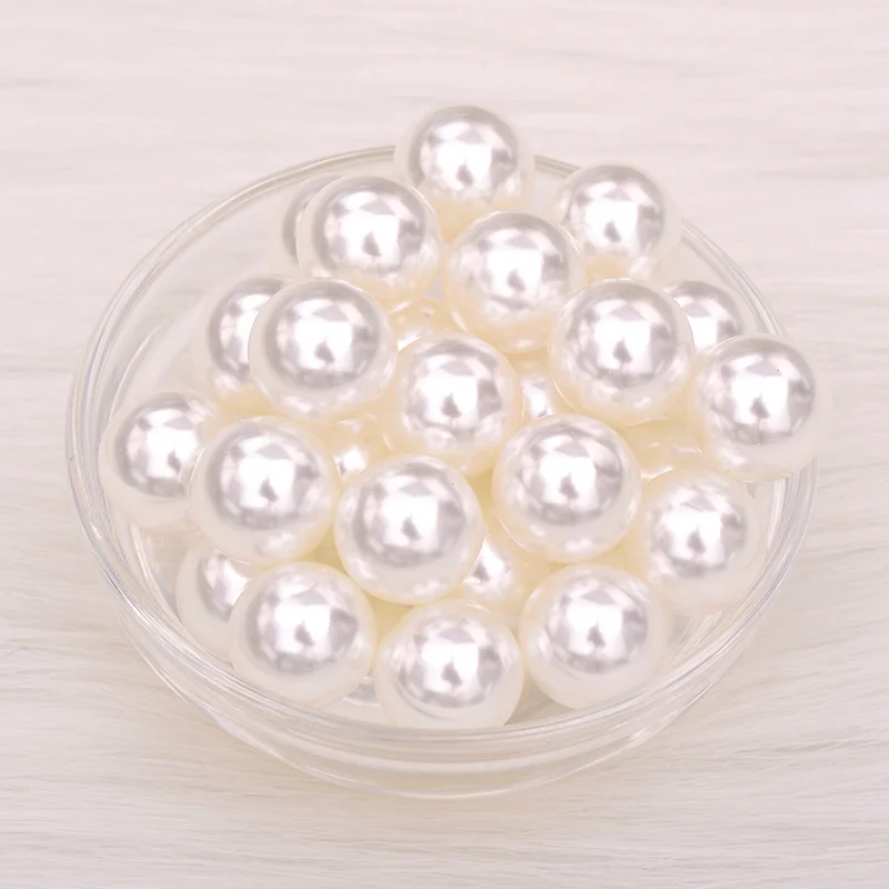 JUNAO 3 4 6 8 10 12 16 18 20 25 30 mm Beige White Pearl Beads No Holes Loose Garment Beads for DIY Clothes Jewelry Making