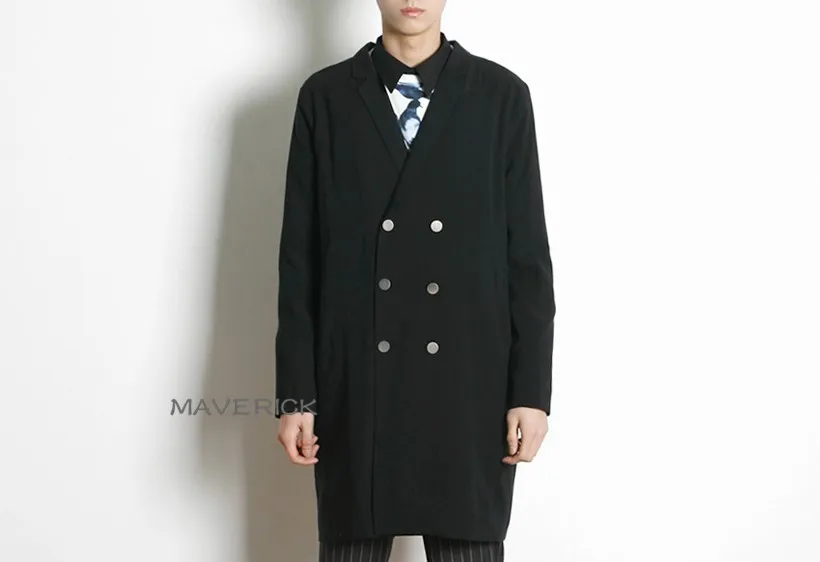 S-6XL!!2019 spring and summer new personality joker loose double-breasted suit in the long casual thin suit coat trench coat