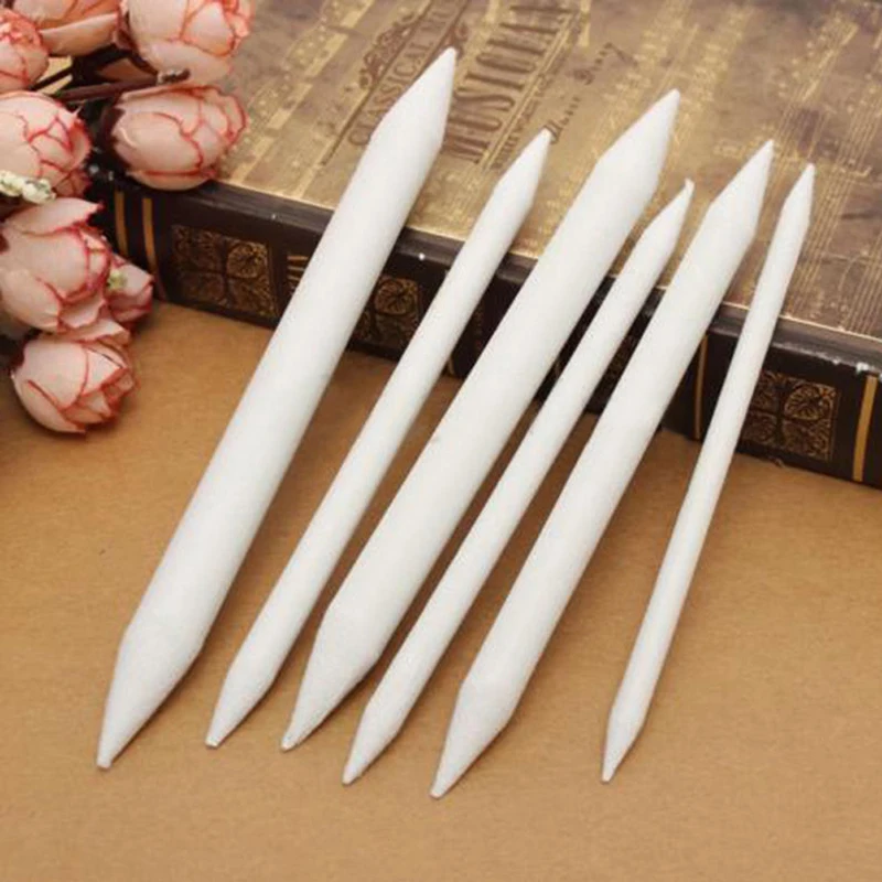 6pcs/set Blending Smudge Stump Stick Tortillon Sketch Art White Drawing Charcoal Sketcking Tool Rice Paper Pen Supplies