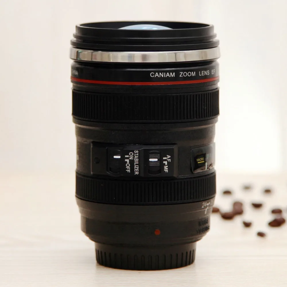 Camera Lens Cup 24-105 Cà Phê Trà Mug Thép Không Gỉ Phích & Nắp Ống Kính