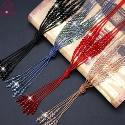 2021 Summer Boho New Joker Long Crystal Tassel Necklace Korean Fashion Joker Layers Sweater Chain Graceful Women Party Jewelry